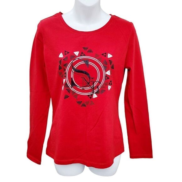 2/$20 Vintage Y2K Red Funny Graphic Long Sleeves Top Tee T-shirt Size: M - Picture 1 of 4